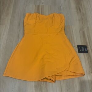 Lulu's Vibrant Orange Strapless Dress